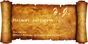 Haiman Julianna névjegykártya